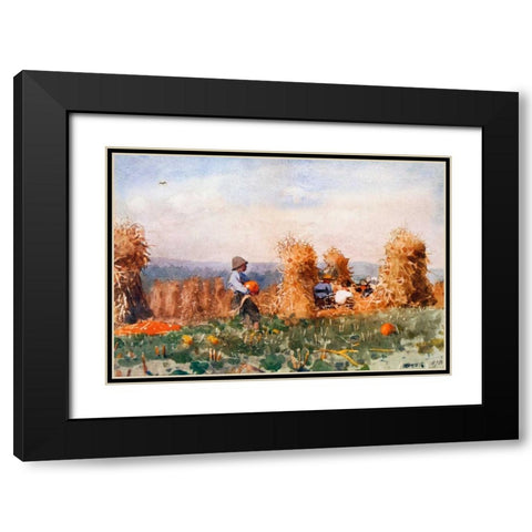 Pumpkin Patch Black Modern Wood Framed Art Print with Double Matting by Homer, Winslow