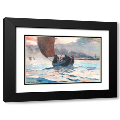 Returning Fishing Boats Black Modern Wood Framed Art Print with Double Matting by Homer, Winslow