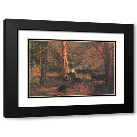 Skirmish In The Wilderness Black Modern Wood Framed Art Print with Double Matting by Homer, Winslow