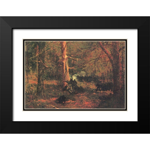 Skirmish In The Wilderness Black Modern Wood Framed Art Print with Double Matting by Homer, Winslow