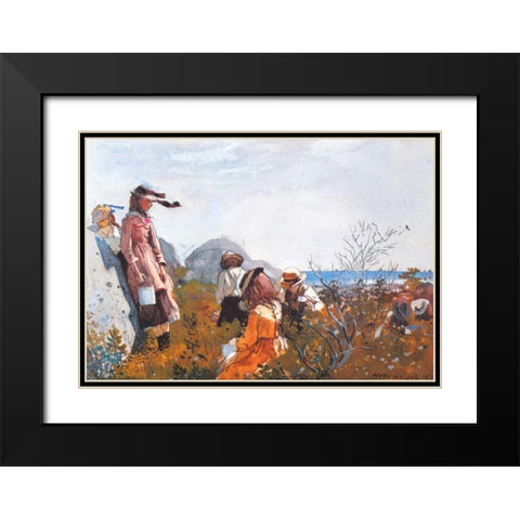 The Berry Pickers Black Modern Wood Framed Art Print with Double Matting by Homer, Winslow