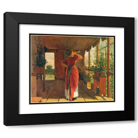 The Dinner Horn Black Modern Wood Framed Art Print with Double Matting by Homer, Winslow