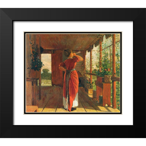 The Dinner Horn Black Modern Wood Framed Art Print with Double Matting by Homer, Winslow