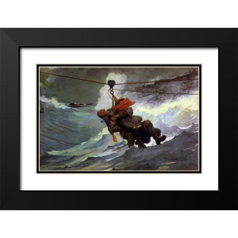 The Life Line Black Modern Wood Framed Art Print with Double Matting by Homer, Winslow