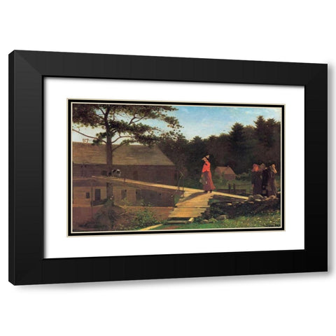 The Morning Bell Black Modern Wood Framed Art Print with Double Matting by Homer, Winslow
