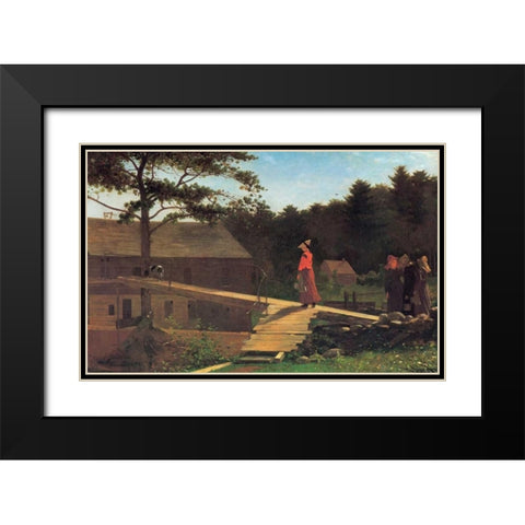 The Morning Bell Black Modern Wood Framed Art Print with Double Matting by Homer, Winslow