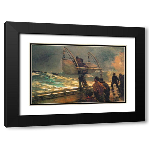 The Signal Of Distress Black Modern Wood Framed Art Print with Double Matting by Homer, Winslow