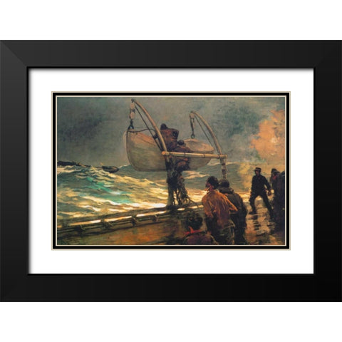 The Signal Of Distress Black Modern Wood Framed Art Print with Double Matting by Homer, Winslow