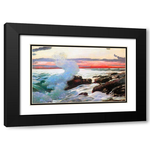 West Point Prouts Neck 1900 Black Modern Wood Framed Art Print with Double Matting by Homer, Winslow