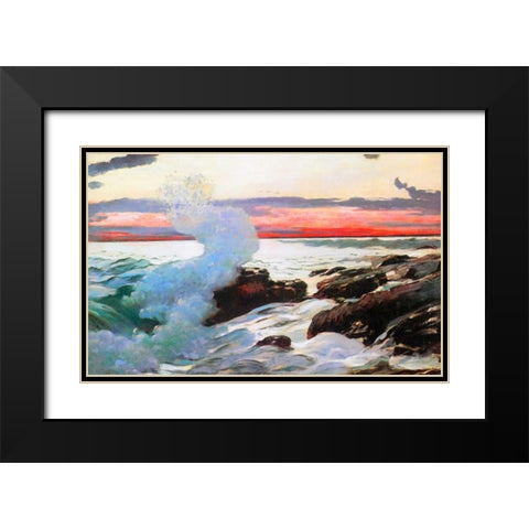 West Point Prouts Neck 1900 Black Modern Wood Framed Art Print with Double Matting by Homer, Winslow