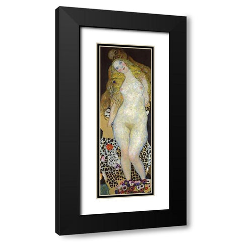 Adam And Eve Black Modern Wood Framed Art Print with Double Matting by Klimt, Gustav