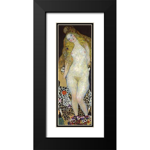 Adam And Eve Black Modern Wood Framed Art Print with Double Matting by Klimt, Gustav