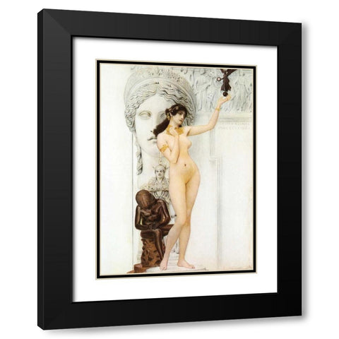 Allegory Of Sculpture 1889 Black Modern Wood Framed Art Print with Double Matting by Klimt, Gustav