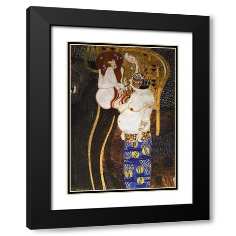 Beethoven Frieze (detail 2) Black Modern Wood Framed Art Print with Double Matting by Klimt, Gustav