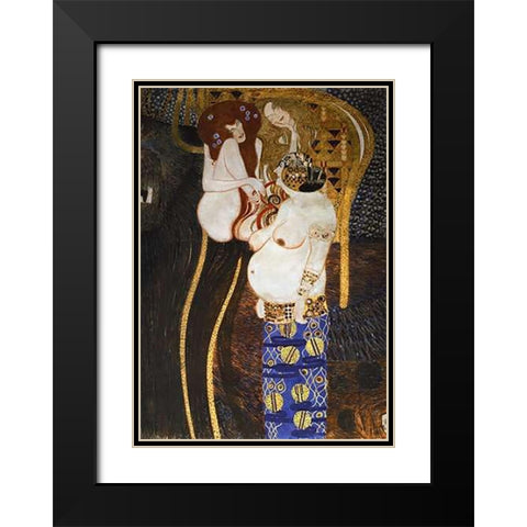 Beethoven Frieze (detail 2) Black Modern Wood Framed Art Print with Double Matting by Klimt, Gustav