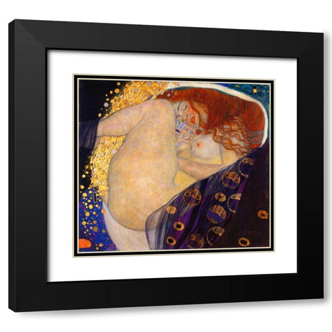 Danae 1908 Black Modern Wood Framed Art Print with Double Matting by Klimt, Gustav