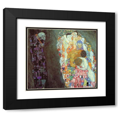 Death And Life Black Modern Wood Framed Art Print with Double Matting by Klimt, Gustav