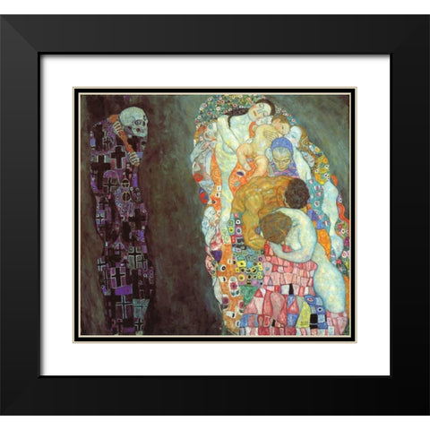 Death And Life Black Modern Wood Framed Art Print with Double Matting by Klimt, Gustav
