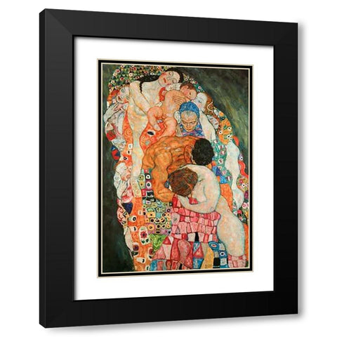 Death And Life 2 Black Modern Wood Framed Art Print with Double Matting by Klimt, Gustav