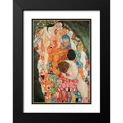 Death And Life 2 Black Modern Wood Framed Art Print with Double Matting by Klimt, Gustav