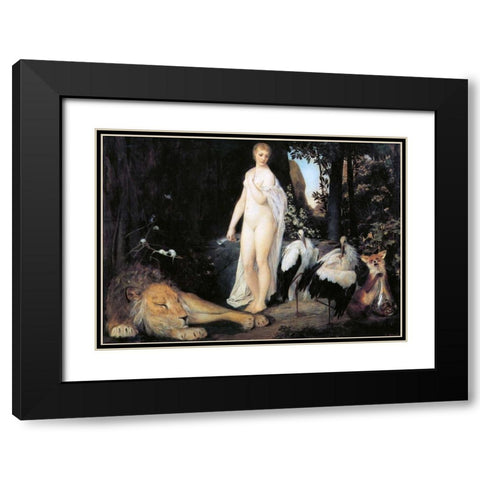 Fable 1883 Black Modern Wood Framed Art Print with Double Matting by Klimt, Gustav