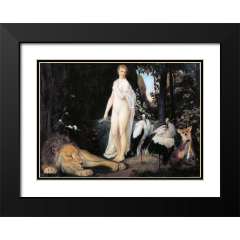 Fable 1883 Black Modern Wood Framed Art Print with Double Matting by Klimt, Gustav