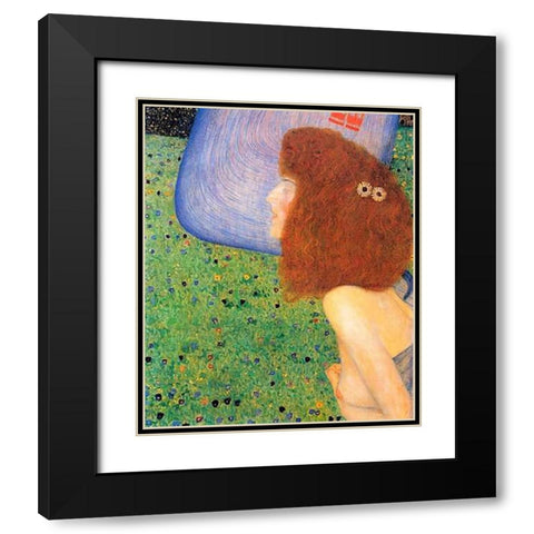 Girl With Blue Veil 1903 Black Modern Wood Framed Art Print with Double Matting by Klimt, Gustav
