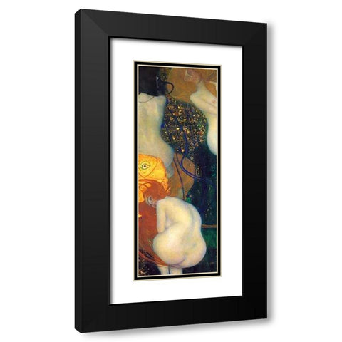 Goldfish Black Modern Wood Framed Art Print with Double Matting by Klimt, Gustav