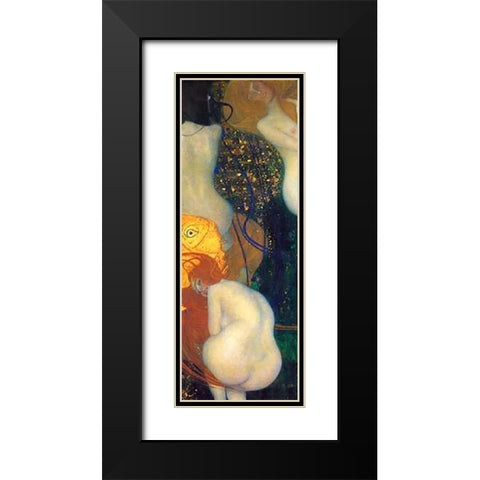 Goldfish Black Modern Wood Framed Art Print with Double Matting by Klimt, Gustav