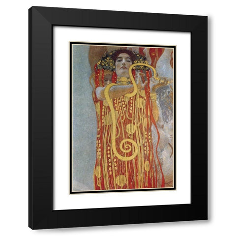 Hygeia Black Modern Wood Framed Art Print with Double Matting by Klimt, Gustav