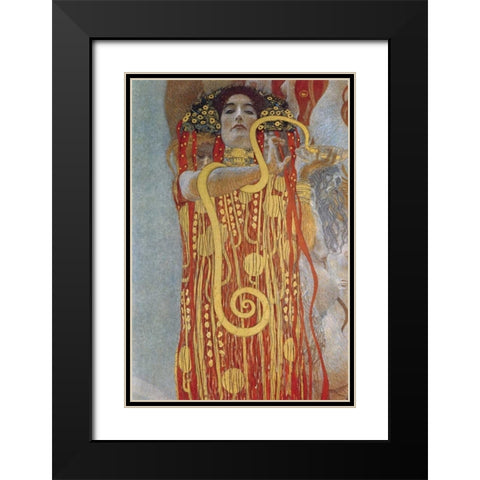Hygeia Black Modern Wood Framed Art Print with Double Matting by Klimt, Gustav