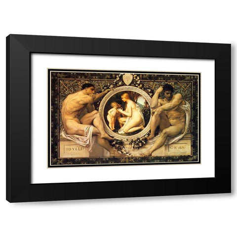 Idyll 1884 Black Modern Wood Framed Art Print with Double Matting by Klimt, Gustav