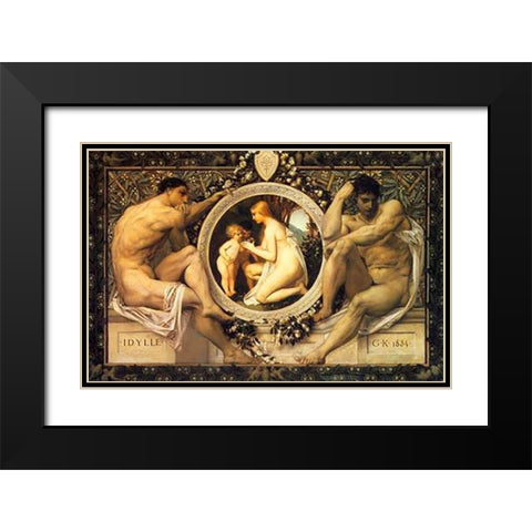 Idyll 1884 Black Modern Wood Framed Art Print with Double Matting by Klimt, Gustav