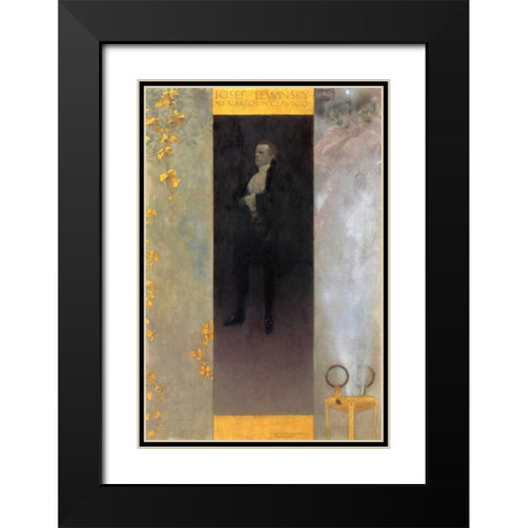 Josef Lewinsky 1895 Black Modern Wood Framed Art Print with Double Matting by Klimt, Gustav