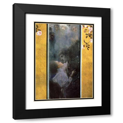 Love 1895 Black Modern Wood Framed Art Print with Double Matting by Klimt, Gustav