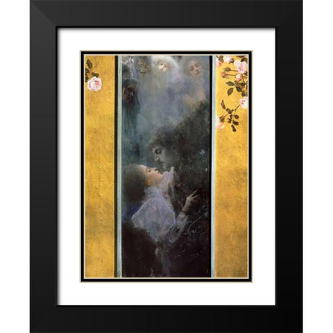 Love 1895 Black Modern Wood Framed Art Print with Double Matting by Klimt, Gustav