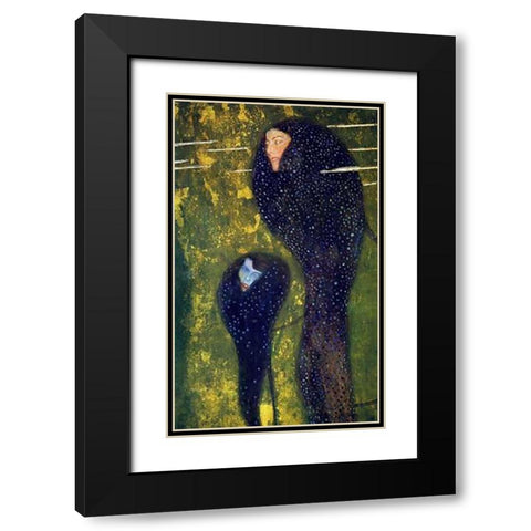 Mermaids 1899 Black Modern Wood Framed Art Print with Double Matting by Klimt, Gustav