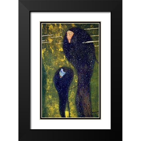 Mermaids 1899 Black Modern Wood Framed Art Print with Double Matting by Klimt, Gustav
