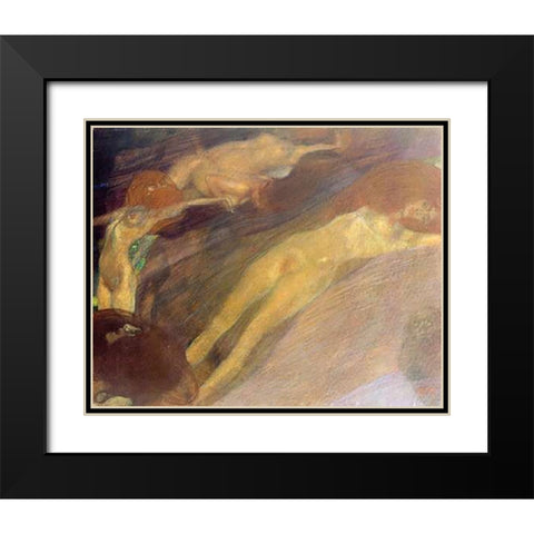 Moving Water 1898 Black Modern Wood Framed Art Print with Double Matting by Klimt, Gustav