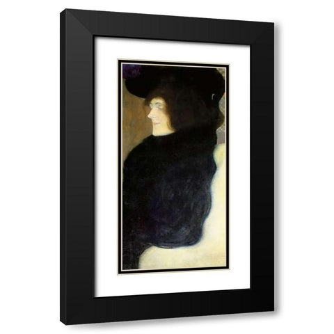 Pale Face Black Modern Wood Framed Art Print with Double Matting by Klimt, Gustav