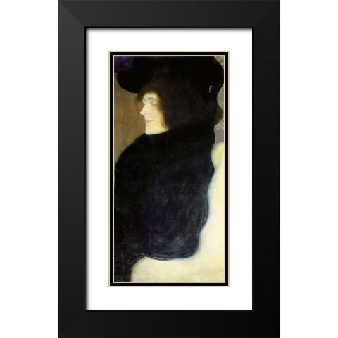 Pale Face Black Modern Wood Framed Art Print with Double Matting by Klimt, Gustav