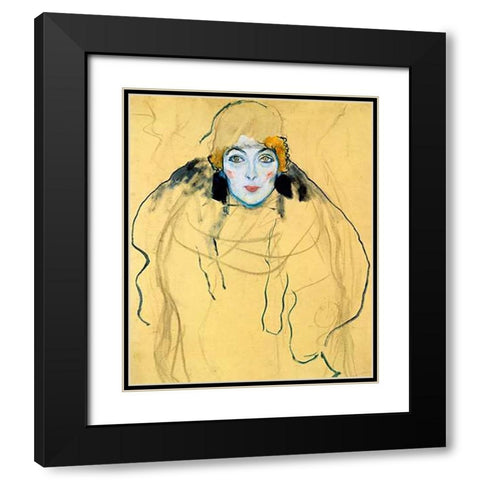 Portrait Of A Woman 1918 Black Modern Wood Framed Art Print with Double Matting by Klimt, Gustav