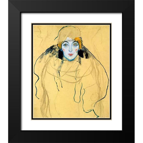 Portrait Of A Woman 1918 Black Modern Wood Framed Art Print with Double Matting by Klimt, Gustav