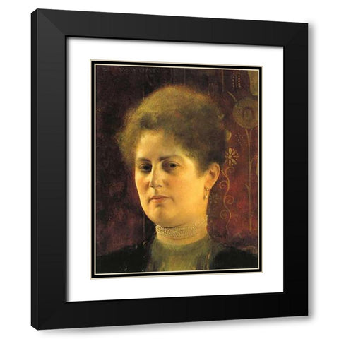 Portrait Of A Woman c. 1894 Black Modern Wood Framed Art Print with Double Matting by Klimt, Gustav