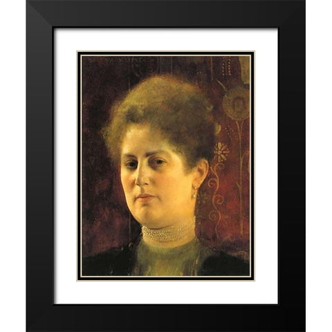 Portrait Of A Woman c. 1894 Black Modern Wood Framed Art Print with Double Matting by Klimt, Gustav