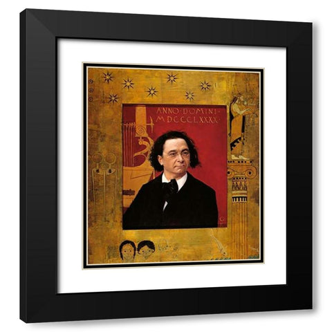 Portrait Of Josef Pembauer 1890 Black Modern Wood Framed Art Print with Double Matting by Klimt, Gustav