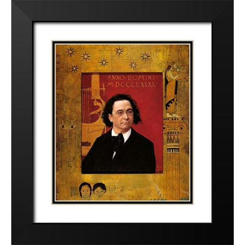Portrait Of Josef Pembauer 1890 Black Modern Wood Framed Art Print with Double Matting by Klimt, Gustav
