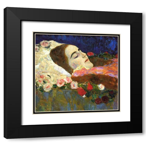 Ria Munk On Her Deatbed 1912 Black Modern Wood Framed Art Print with Double Matting by Klimt, Gustav