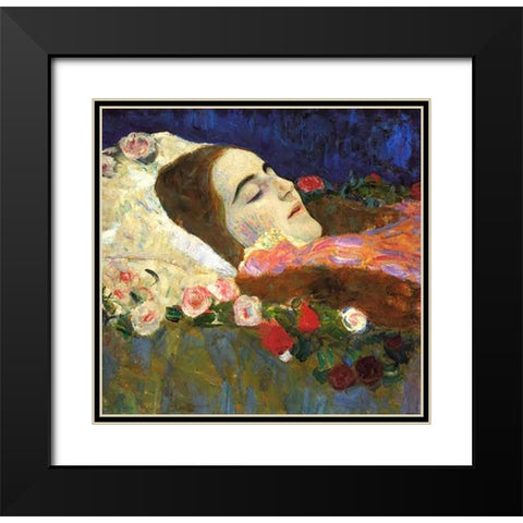 Ria Munk On Her Deatbed 1912 Black Modern Wood Framed Art Print with Double Matting by Klimt, Gustav