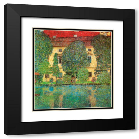 Schloss Kammer On Attersee Black Modern Wood Framed Art Print with Double Matting by Klimt, Gustav